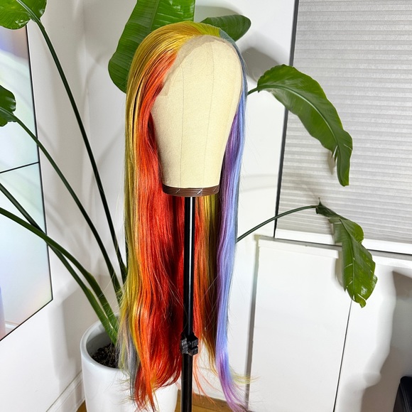 Straight Mermaid Rainbow Lace Front Wig - Picture 4 of 15